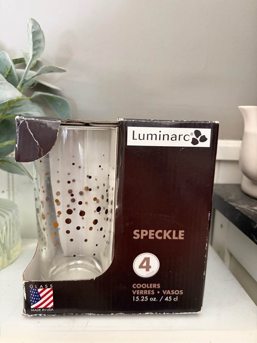 Luminarc Speckle Cooler Glasses 4pk NEW in Box